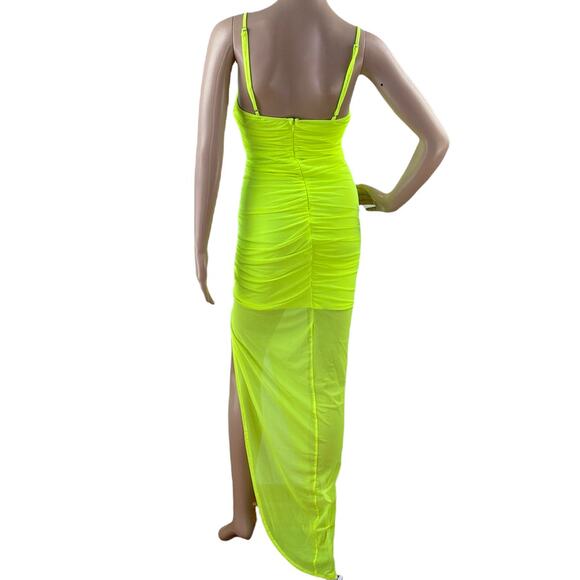 Spring Haze Women Neon Green Sweetheart Neck Spaghetti Strap Mesh Dress Size S - Picture 7 of 9